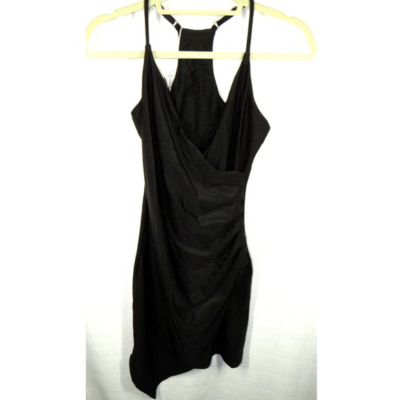Halara Black Shirred V-Neck Bodycon Mini Dress - Picture 8 of 9